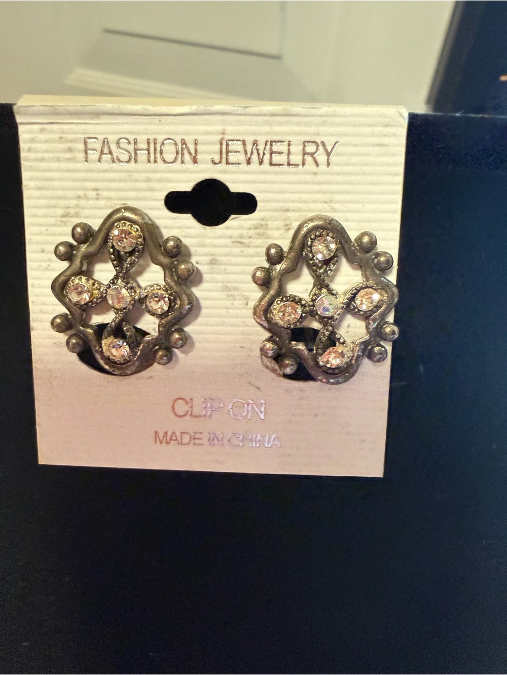 Fashion Jewelry Crystal Accent Clip-On Earrings - Silver Tone